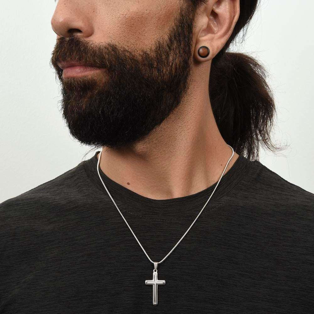 Grandson Gift from Grandma – Cross Necklace with Sentimental Acrylic Message
