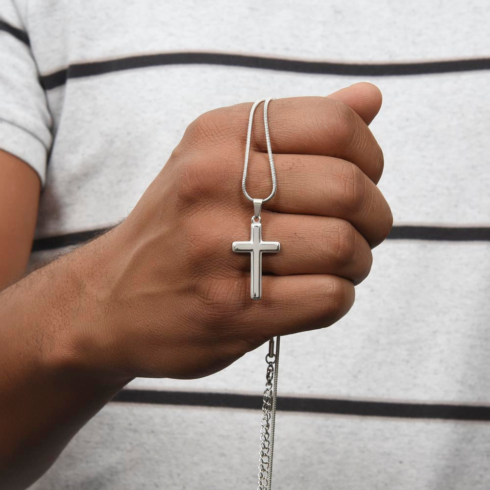 Grandson Gift from Grandma – Cross Necklace with Sentimental Acrylic Message