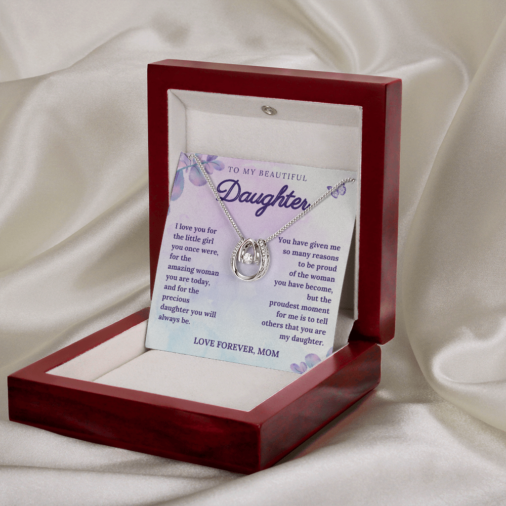 Gift for Daughter from Mom – Sparkling Necklace with Heartfelt Message Card