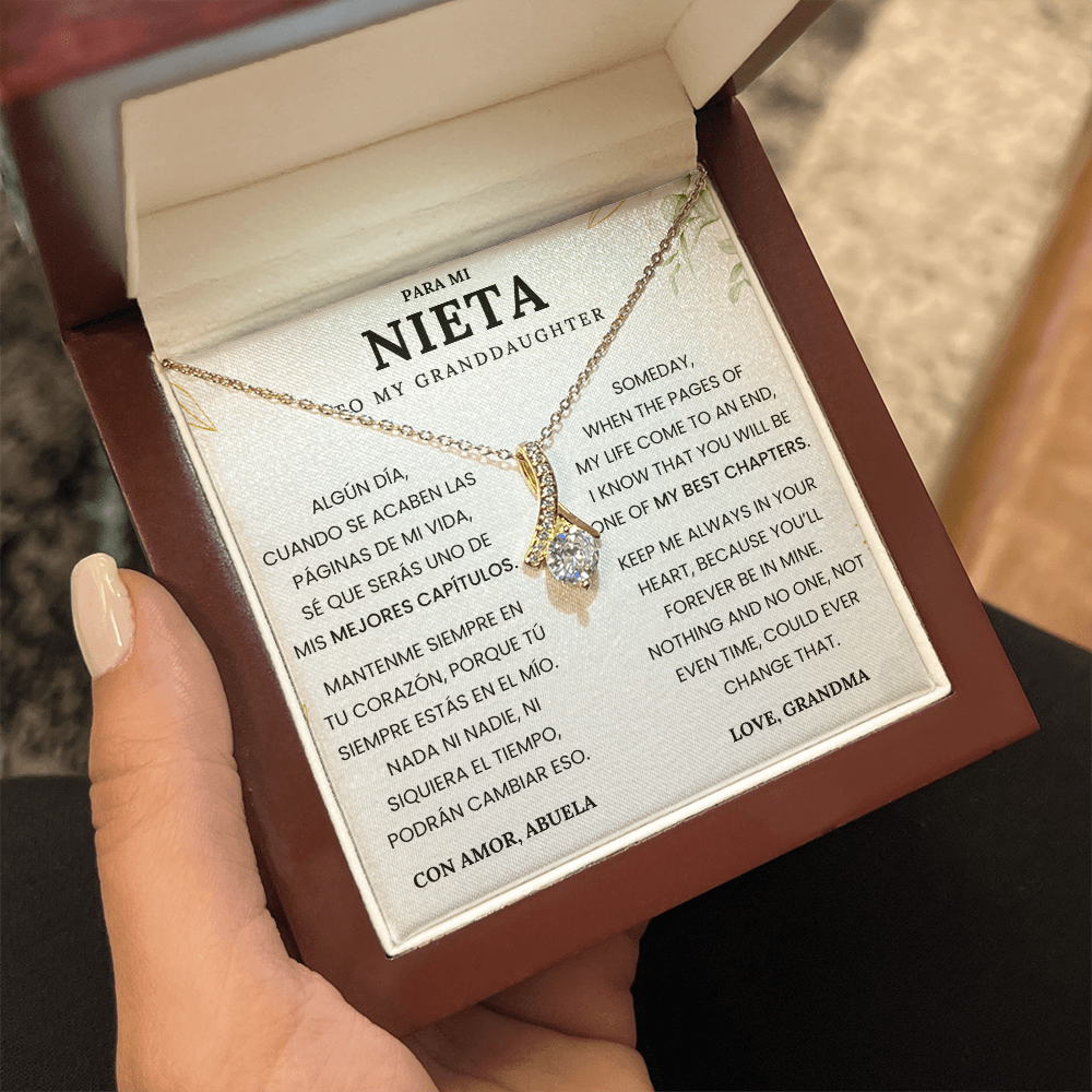 Gift for Granddaughter from Grandma – Necklace with Spanish & English Love Message