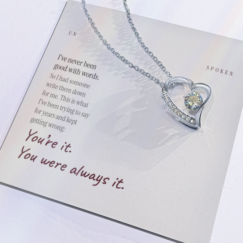 Close-up of the heart pendant and chain