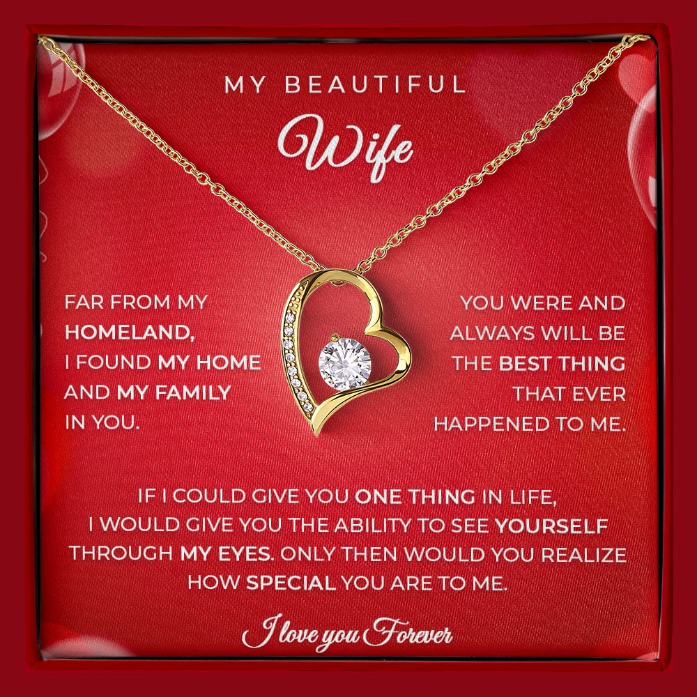 Husband to Wife Gift – Heart Necklace with Red Rose Heart Box