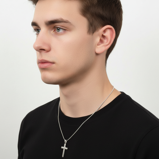 Grandson Gift from Grandma – Cross Necklace with Sentimental Acrylic Message