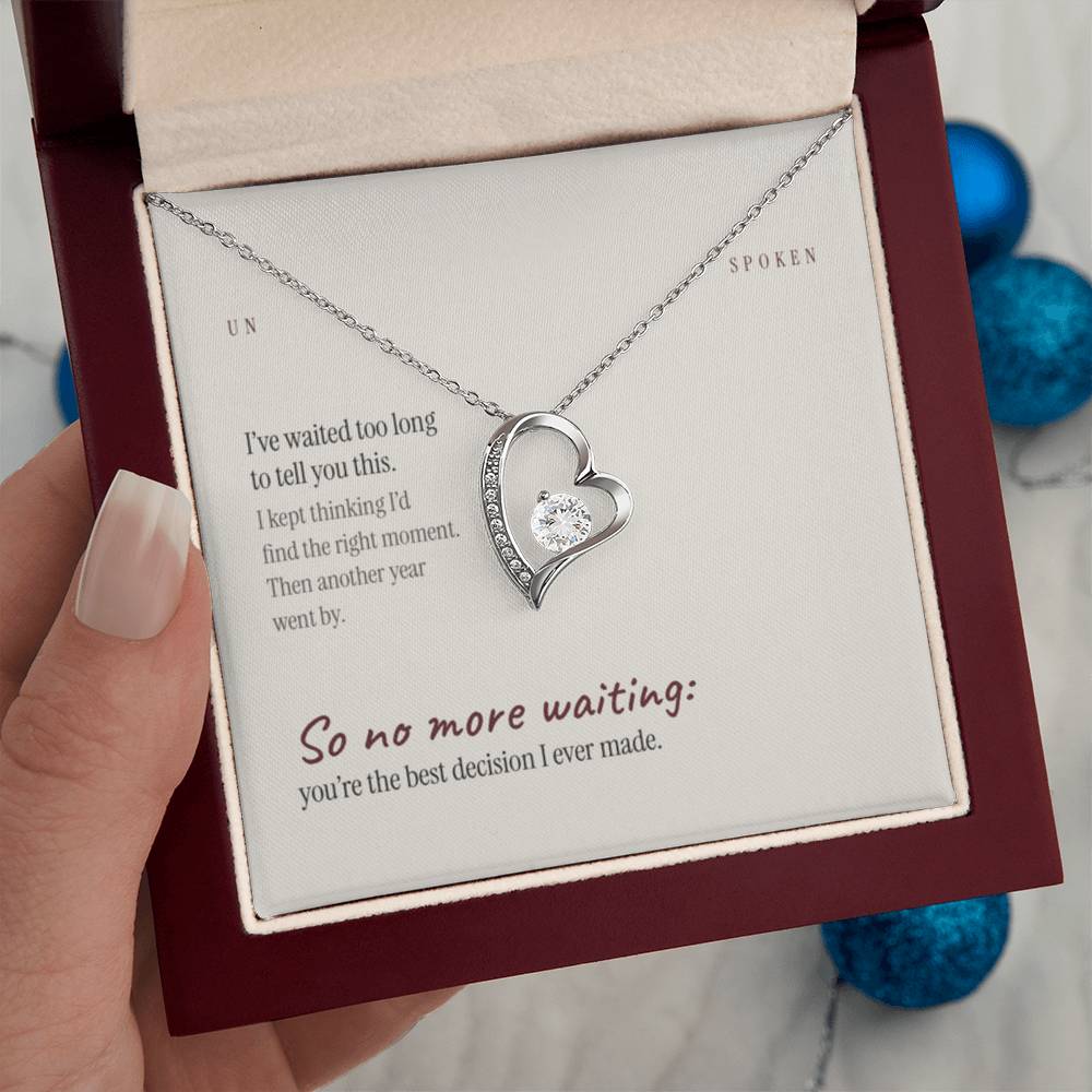 Waited Too Long — Heart Necklace & Message Card