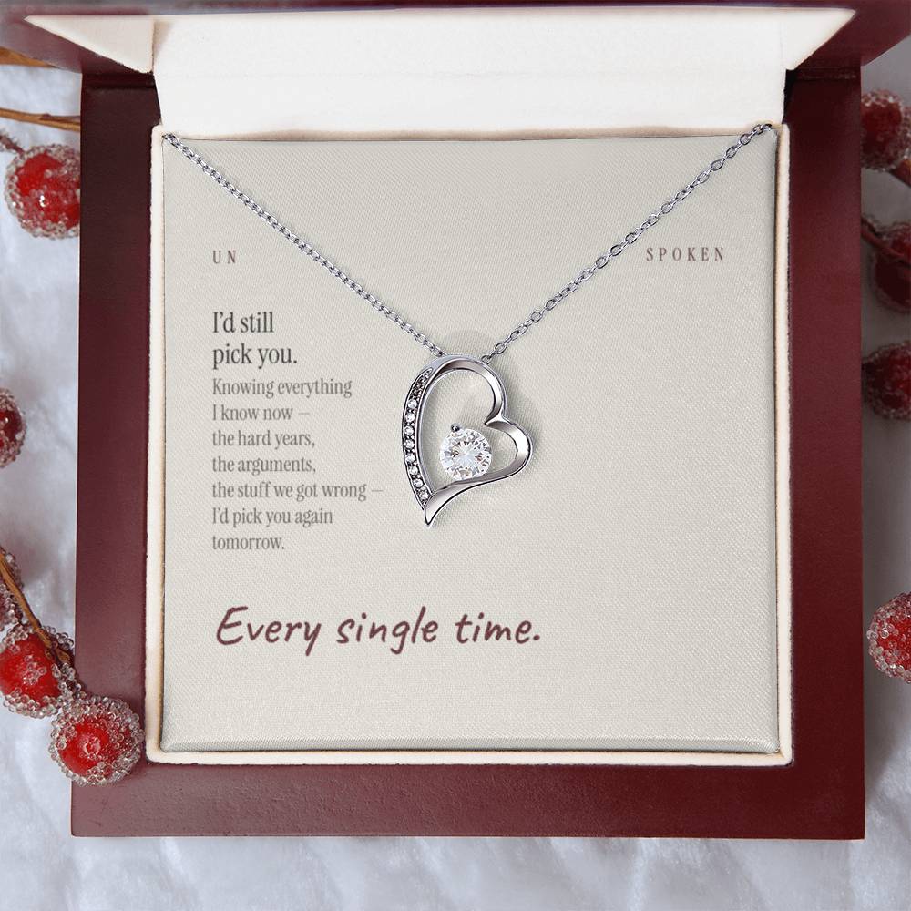 I’d Still Pick You — Heart Necklace & Message Card