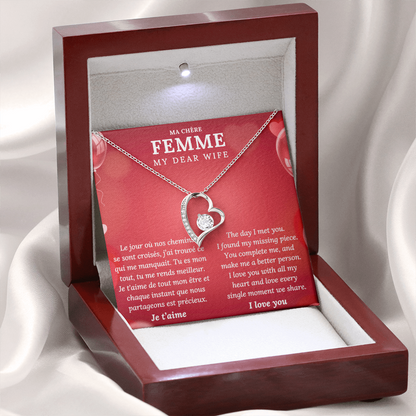 My Dear Wife Necklace – Romantic Gift with French and English Message Card