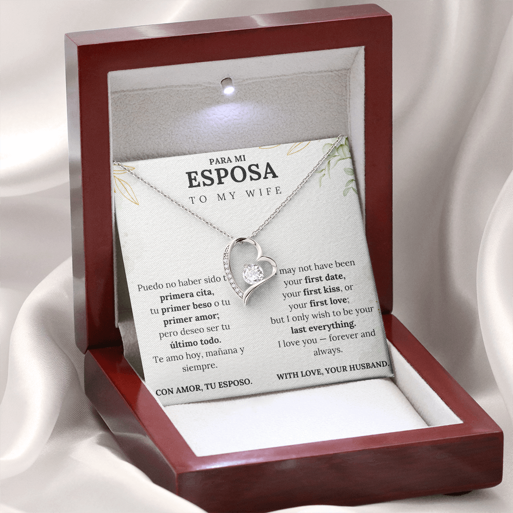 l Necklace Gift for Wife – Love Message Card in English and Spanish