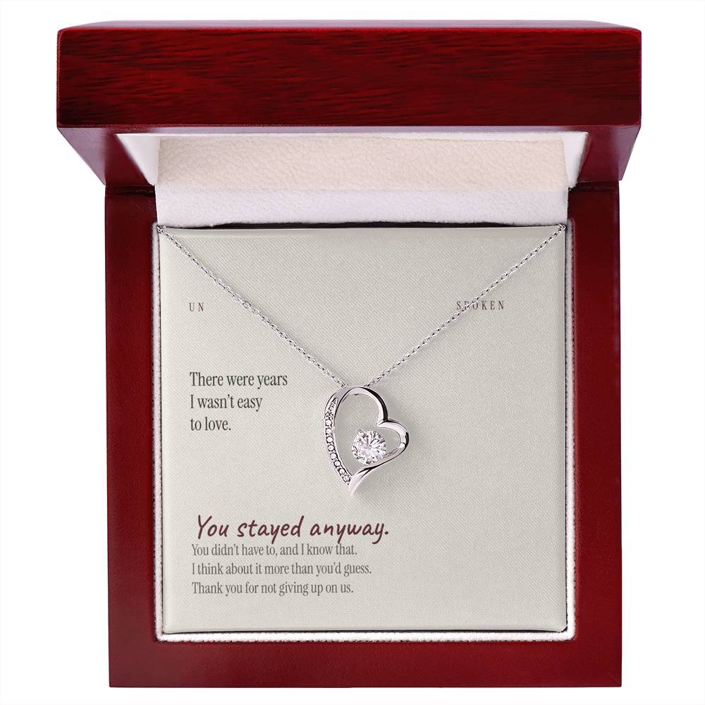 You Stayed — Heart Necklace & Message Card
