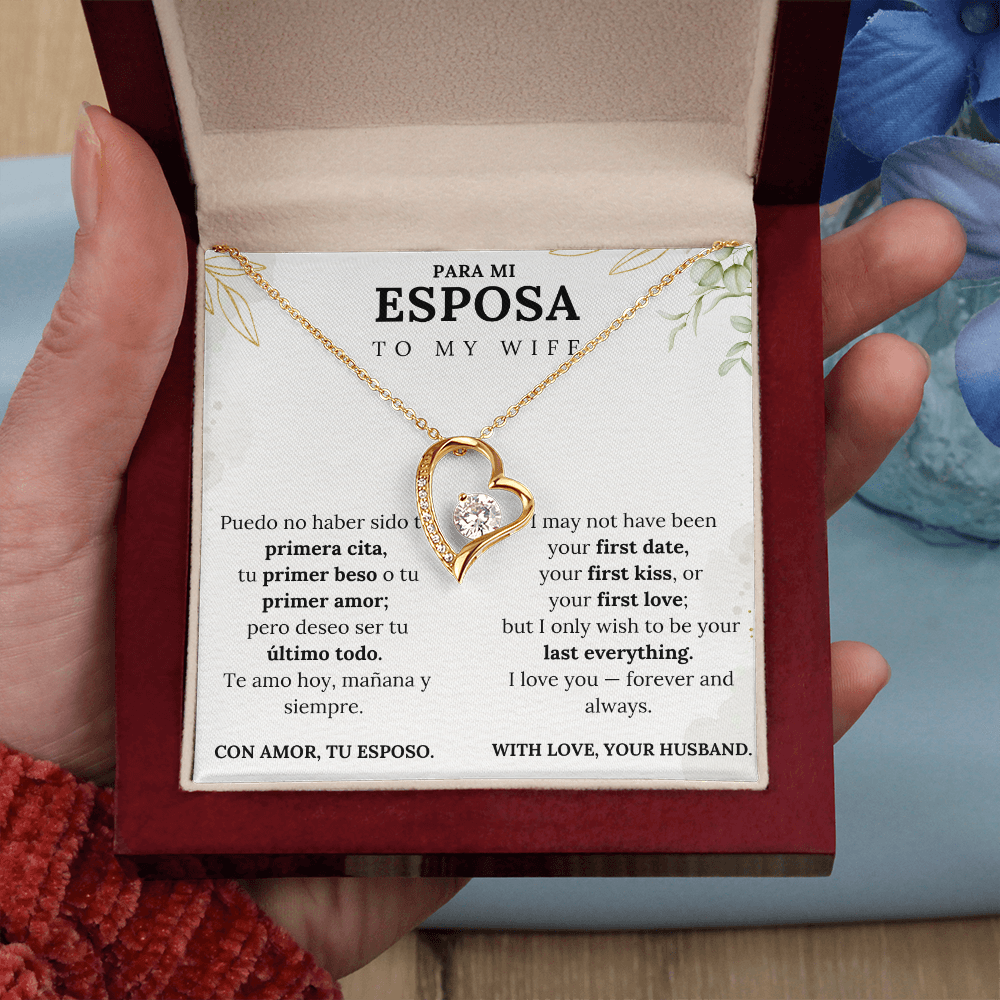 l Necklace Gift for Wife – Love Message Card in English and Spanish
