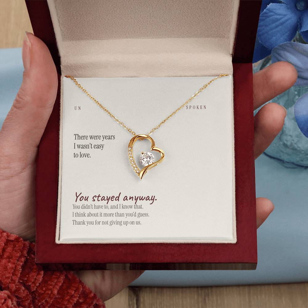 You Stayed — Heart Necklace & Message Card