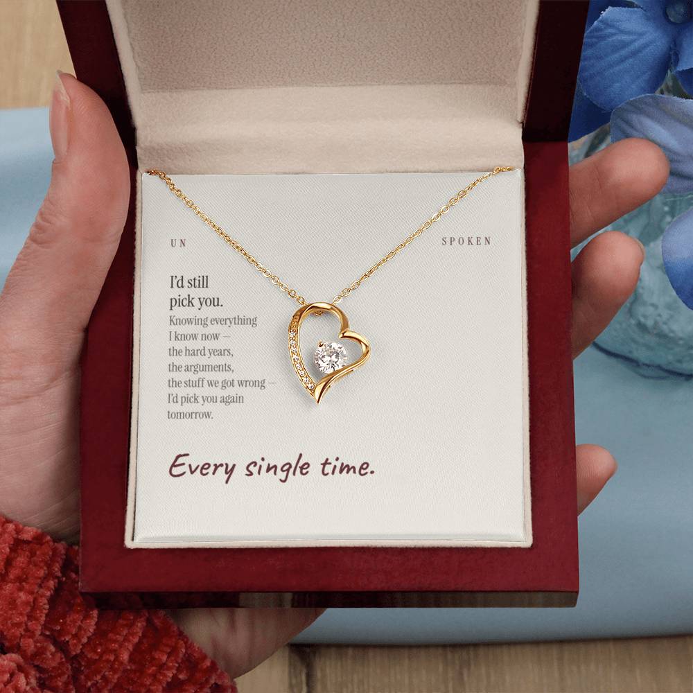 I’d Still Pick You — Heart Necklace & Message Card