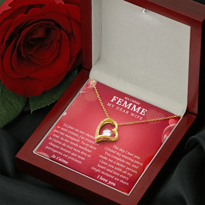 My Dear Wife Necklace – Romantic Gift with French and English Message Card