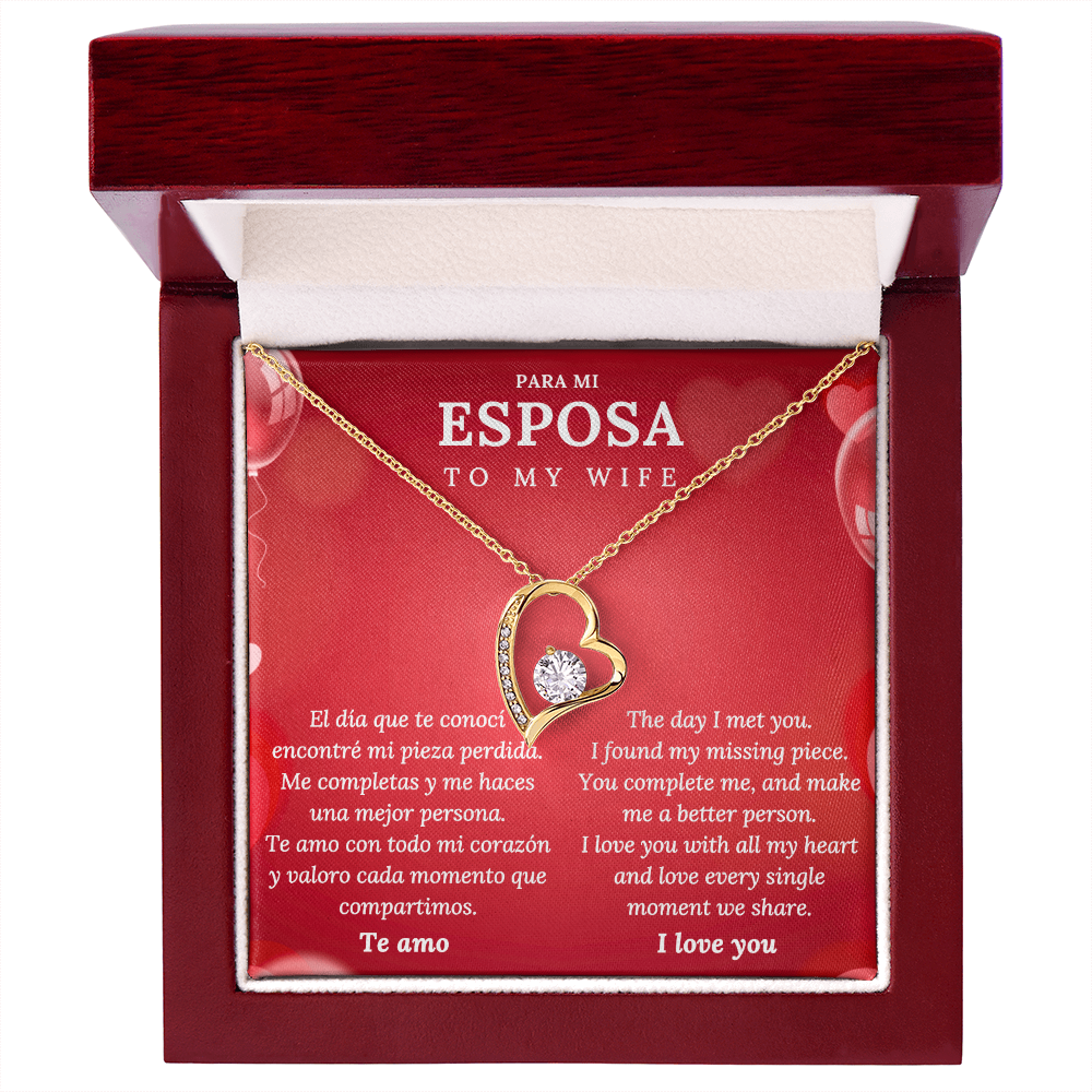 Wife Necklace - "Te Amo" Spanish Love Message Heart Pendant Gift for Her