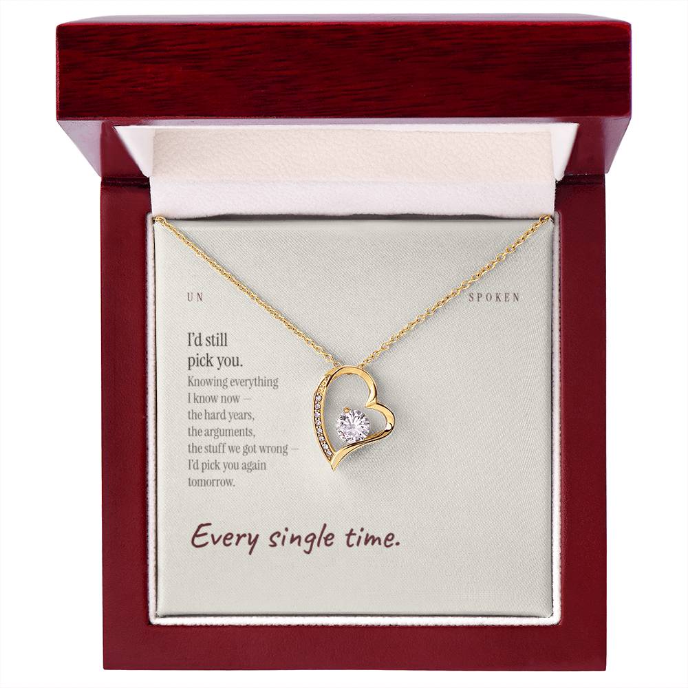 I’d Still Pick You — Heart Necklace & Message Card