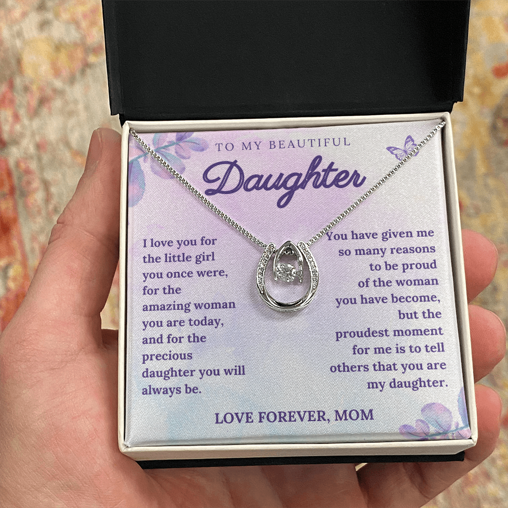 Gift for Daughter from Mom – Sparkling Necklace with Heartfelt Message Card