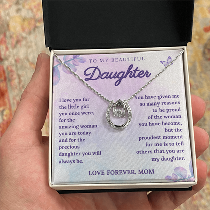 Gift for Daughter from Mom – Sparkling Necklace with Heartfelt Message Card