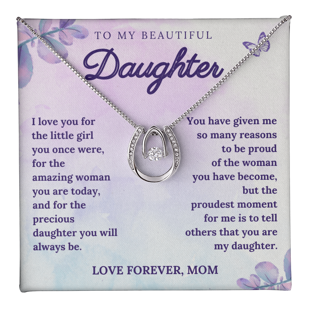 Gift for Daughter from Mom – Sparkling Necklace with Heartfelt Message Card