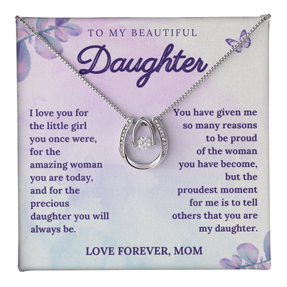 Gift for Daughter from Mom – Sparkling Necklace with Heartfelt Message Card