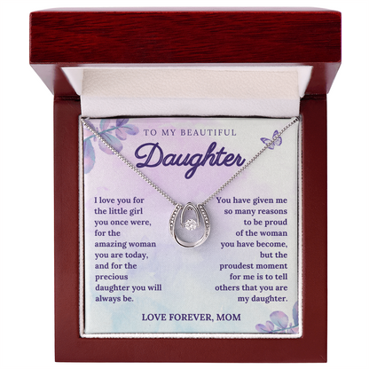 Gift for Daughter from Mom – Sparkling Necklace with Heartfelt Message Card