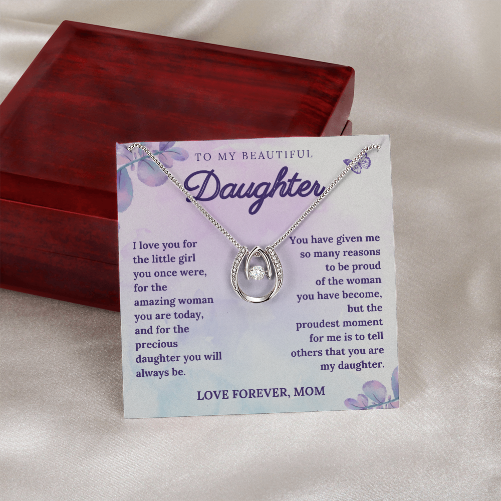 Gift for Daughter from Mom – Sparkling Necklace with Heartfelt Message Card