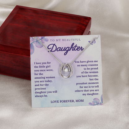Gift for Daughter from Mom – Sparkling Necklace with Heartfelt Message Card