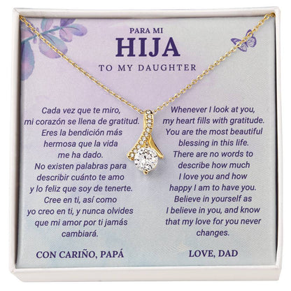 Father to Daughter Necklace – With Bilingual English & Spanish Card