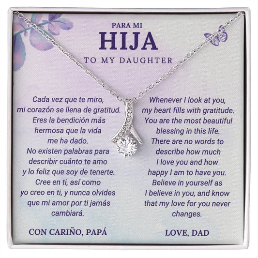 Father to Daughter Necklace – With Bilingual English & Spanish Card