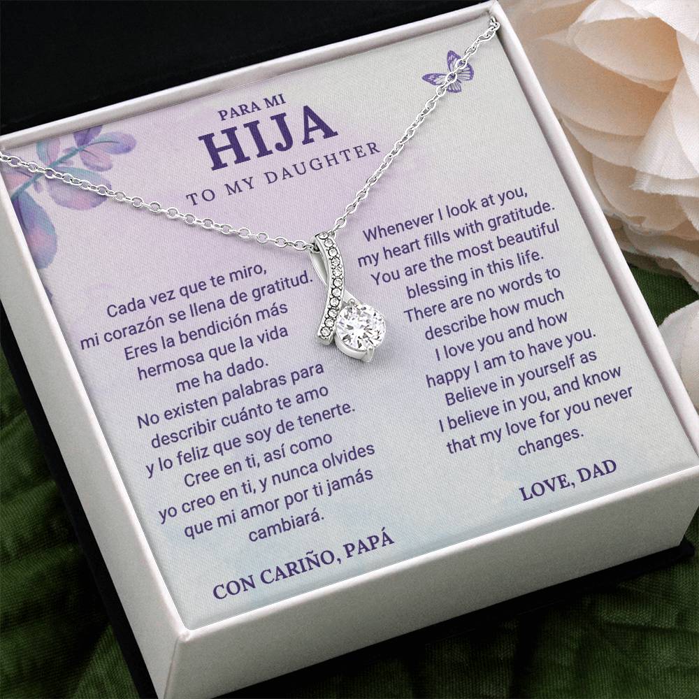 Father to Daughter Necklace – With Bilingual English & Spanish Card