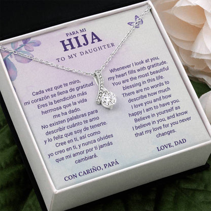 Father to Daughter Necklace – With Bilingual English & Spanish Card
