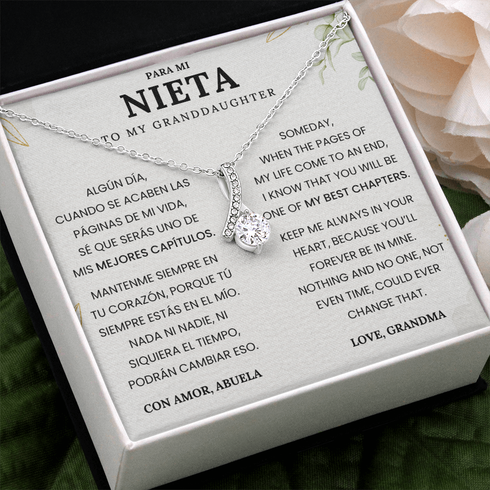 Gift for Granddaughter from Grandma – Necklace with Spanish & English Love Message