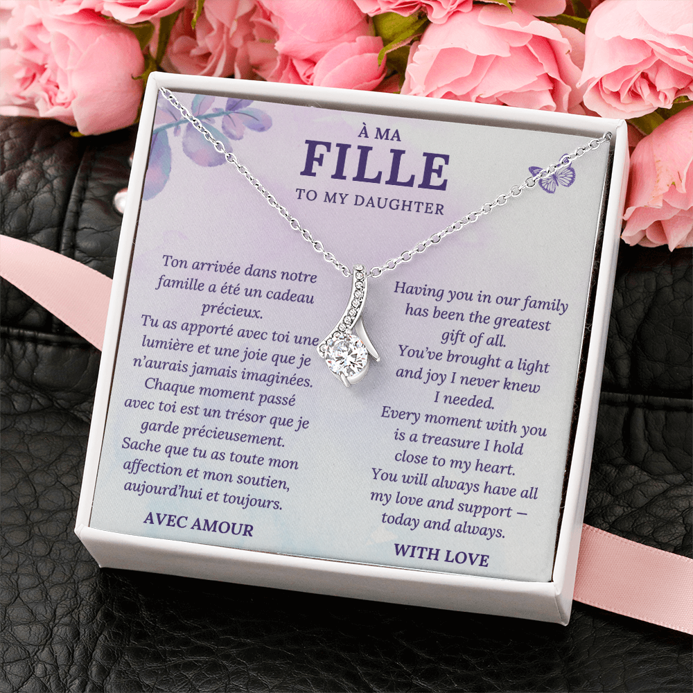À Ma Fille – To My Daughter Necklace with French & English Love Message – Gift from Parent