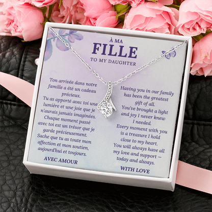 À Ma Fille – To My Daughter Necklace with French & English Love Message – Gift from Parent