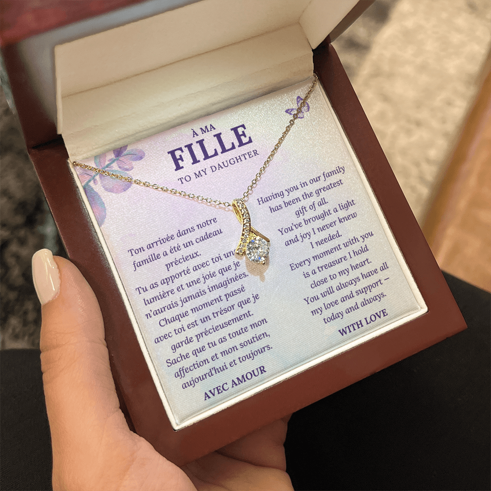 À Ma Fille – To My Daughter Necklace with French & English Love Message – Gift from Parent