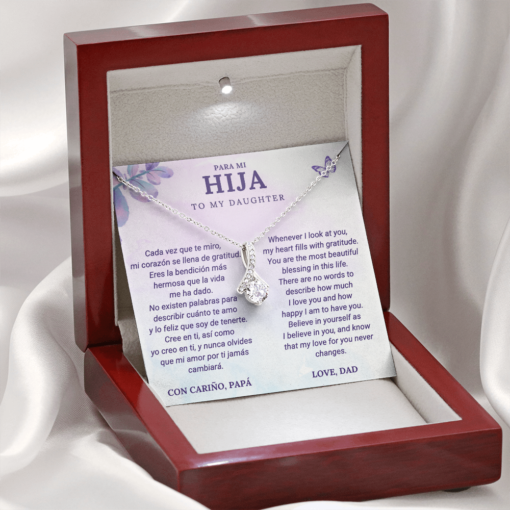 Father to Daughter Necklace – With Bilingual English & Spanish Card