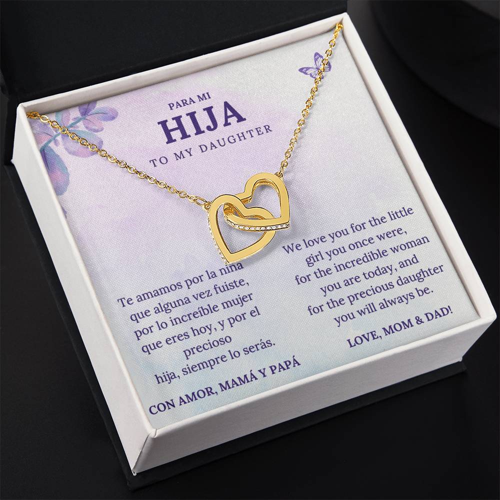 To My Daughter Necklace Gift from Mom & Dad – English & Spanish Message Card