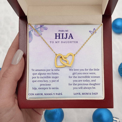 To My Daughter Necklace Gift from Mom & Dad – English & Spanish Message Card