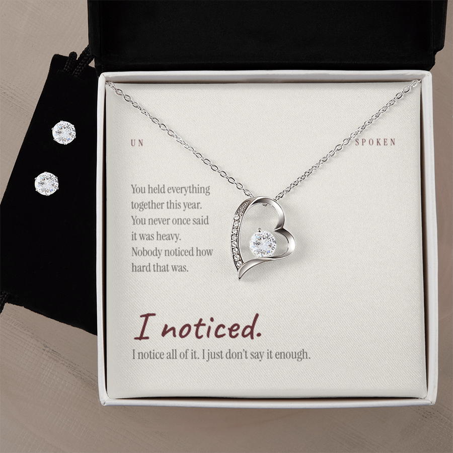 I Noticed message card, Forever Love Necklace & Earring Set
