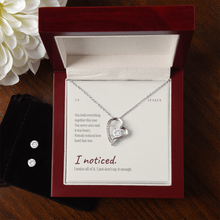 I Noticed message card, Forever Love Necklace & Earring Set