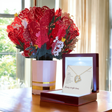 The mahogany style luxury box with its LED spotlight