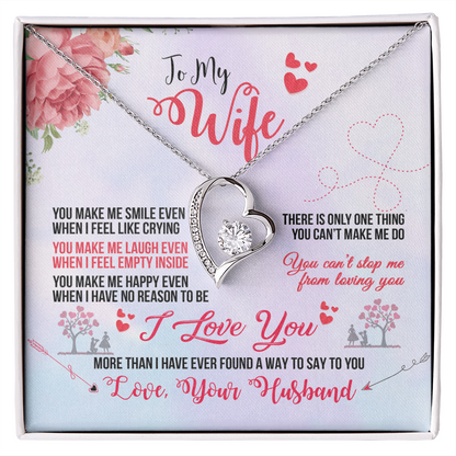 To My Wife – Heart Pendant Necklace Gift from Husband with Love Message