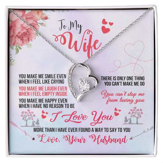 To My Wife – Heart Pendant Necklace Gift from Husband with Love Message