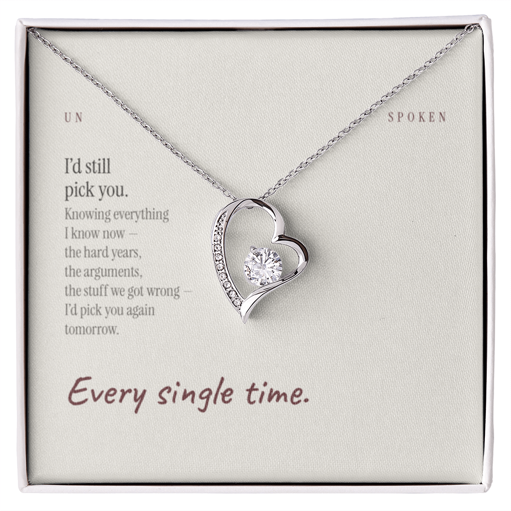I’d Still Pick You — Heart Necklace & Message Card