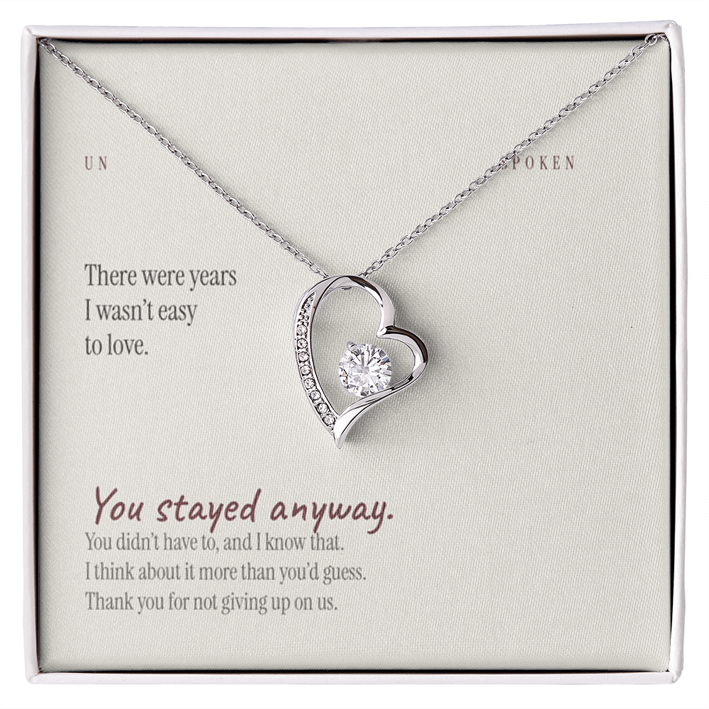 You Stayed — Heart Necklace & Message Card