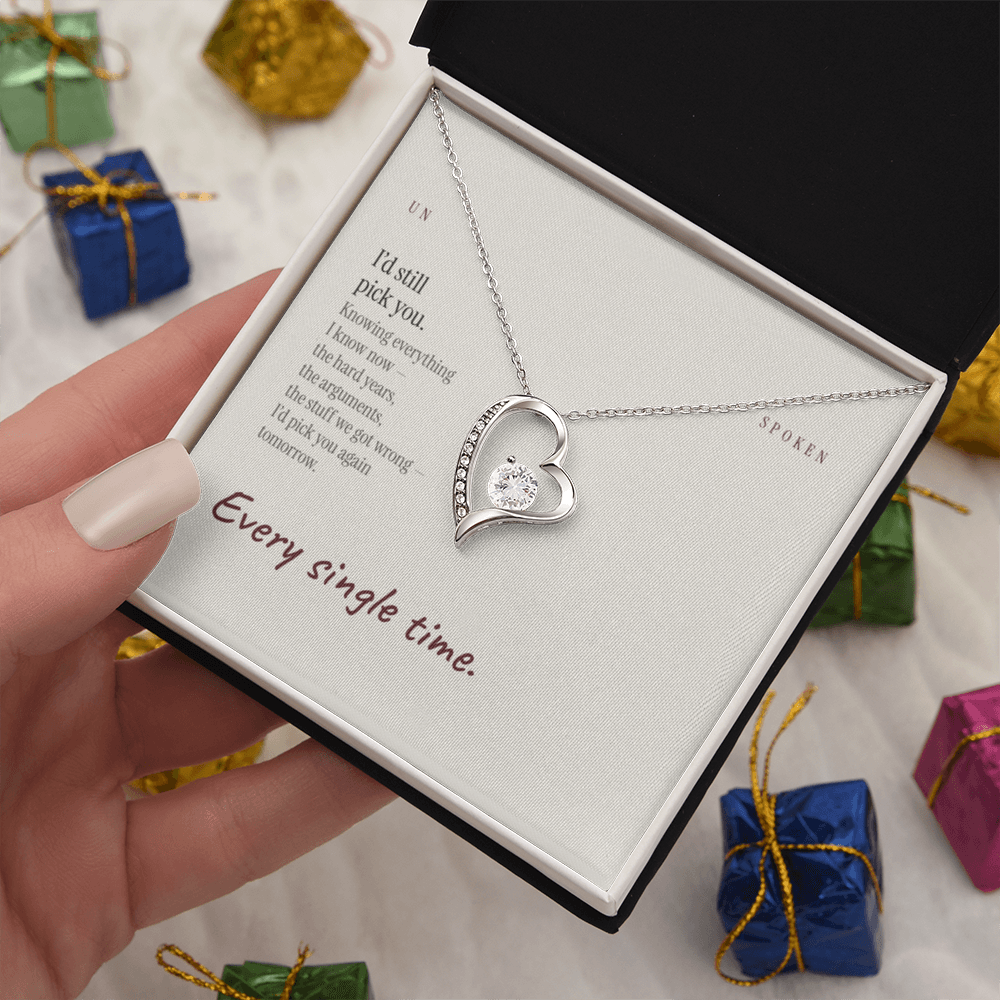 I’d Still Pick You — Heart Necklace & Message Card