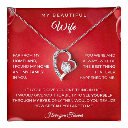 To My Wife – Husband Gift Necklace with Heartfelt Message Card