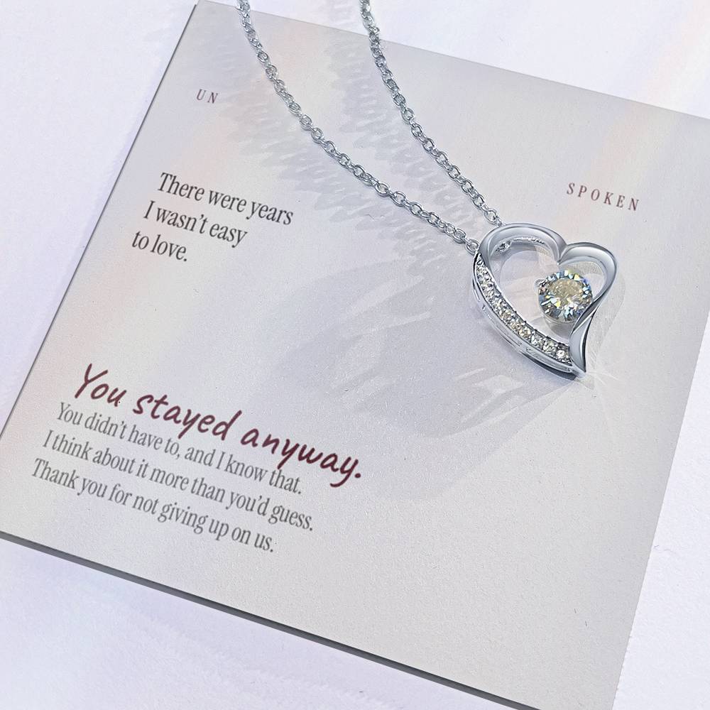 You Stayed — Heart Necklace & Message Card