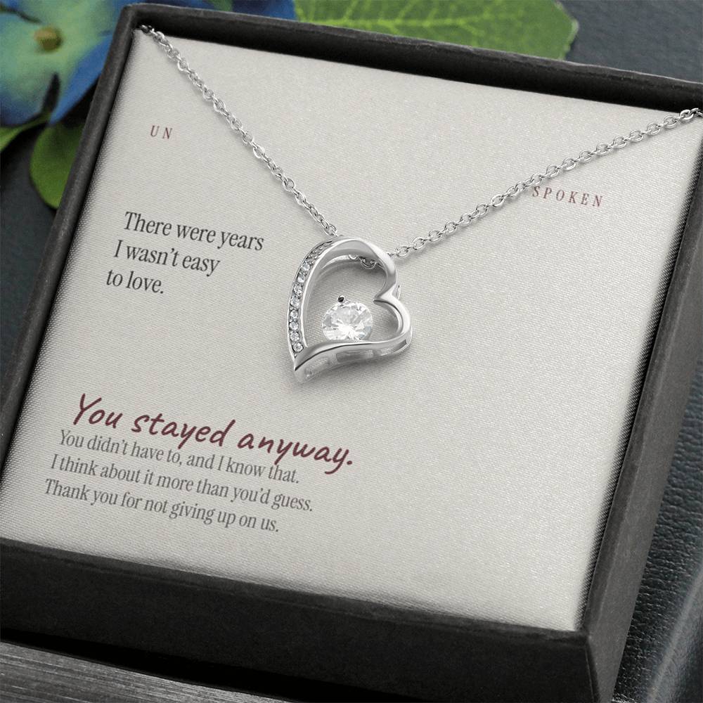 You Stayed — Heart Necklace & Message Card