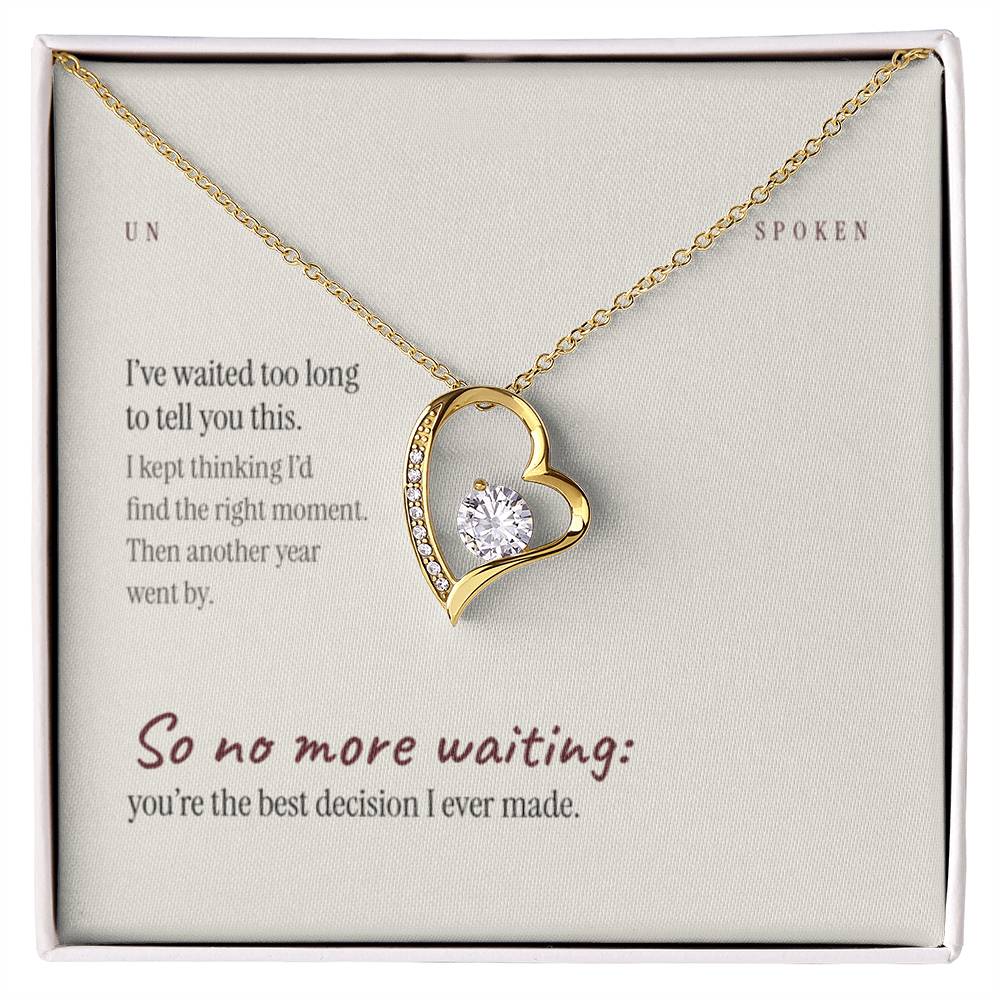 Waited Too Long — Heart Necklace & Message Card