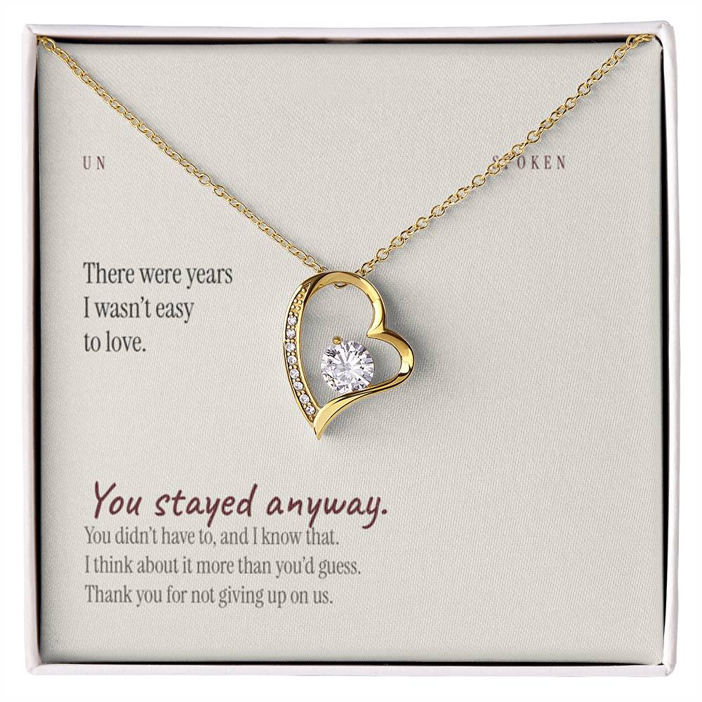 You Stayed — Heart Necklace & Message Card