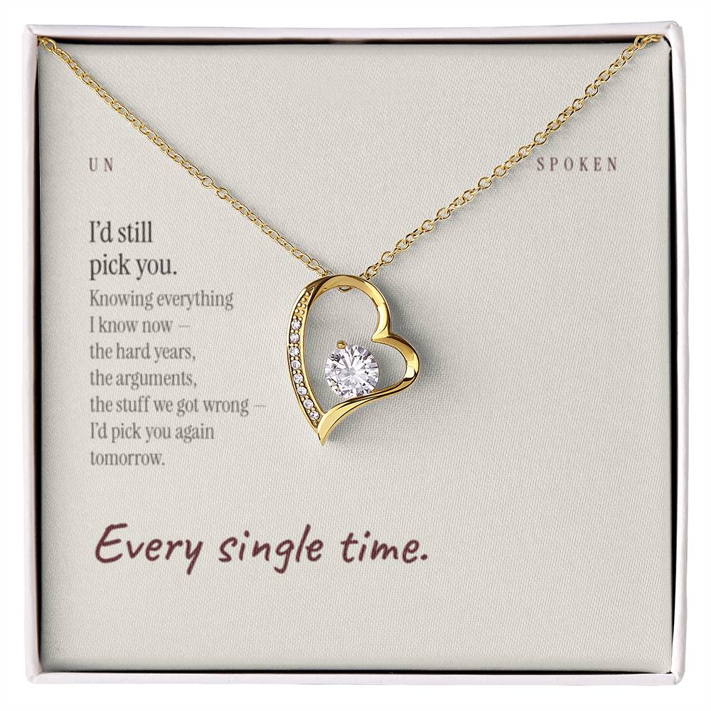 I’d Still Pick You — Heart Necklace & Message Card